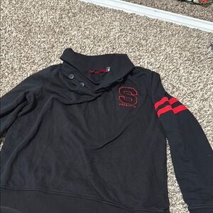 Black Pullover with Red Accents